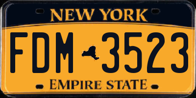 NY license plate FDM3523