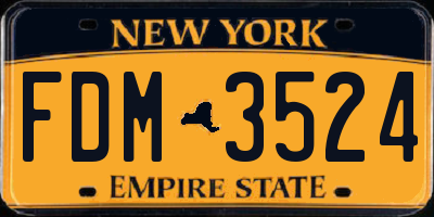 NY license plate FDM3524