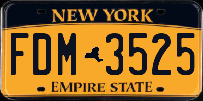 NY license plate FDM3525