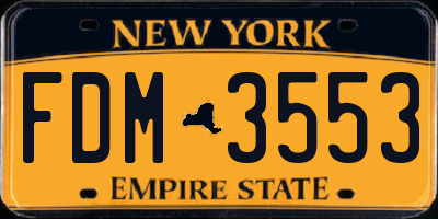 NY license plate FDM3553