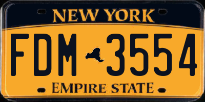 NY license plate FDM3554
