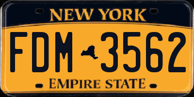 NY license plate FDM3562