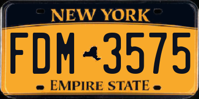 NY license plate FDM3575