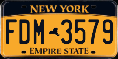 NY license plate FDM3579