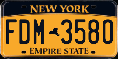 NY license plate FDM3580