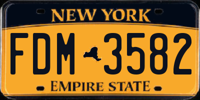 NY license plate FDM3582