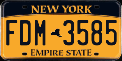 NY license plate FDM3585