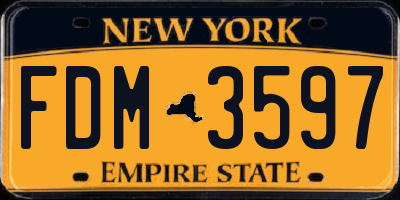 NY license plate FDM3597
