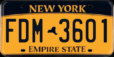 NY license plate FDM3601