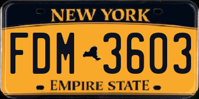 NY license plate FDM3603