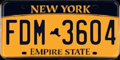 NY license plate FDM3604