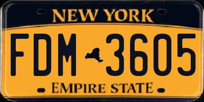 NY license plate FDM3605