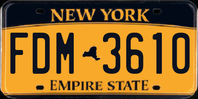 NY license plate FDM3610