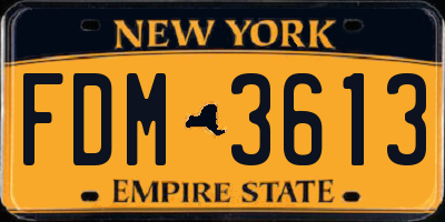NY license plate FDM3613