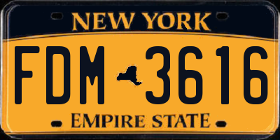 NY license plate FDM3616