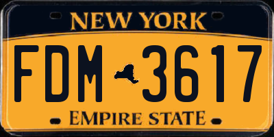NY license plate FDM3617