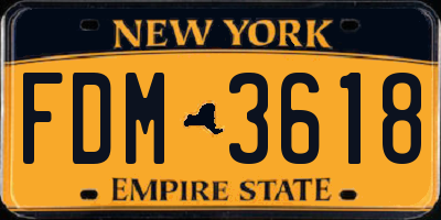 NY license plate FDM3618