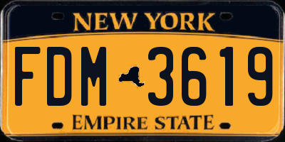 NY license plate FDM3619