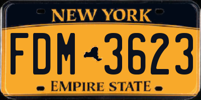 NY license plate FDM3623