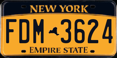 NY license plate FDM3624