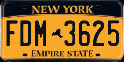 NY license plate FDM3625