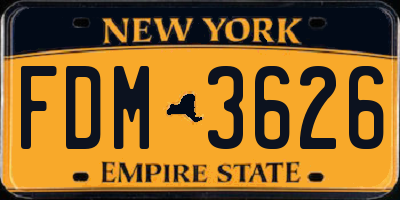 NY license plate FDM3626