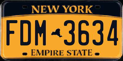 NY license plate FDM3634