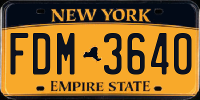 NY license plate FDM3640