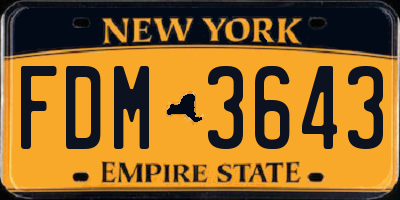 NY license plate FDM3643