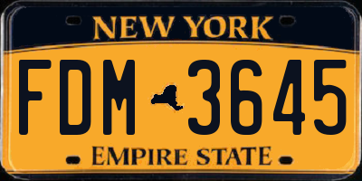 NY license plate FDM3645