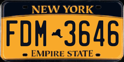 NY license plate FDM3646