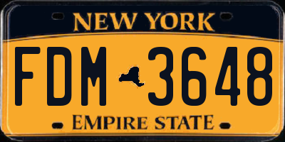 NY license plate FDM3648