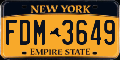 NY license plate FDM3649