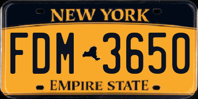 NY license plate FDM3650