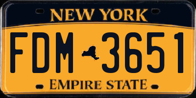 NY license plate FDM3651