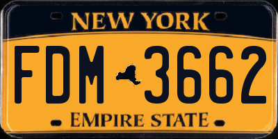 NY license plate FDM3662