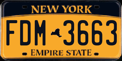 NY license plate FDM3663