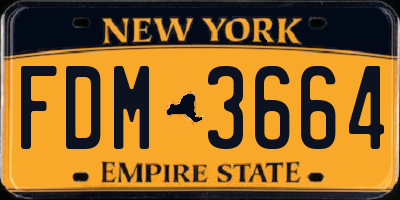 NY license plate FDM3664