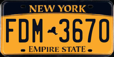 NY license plate FDM3670