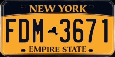 NY license plate FDM3671