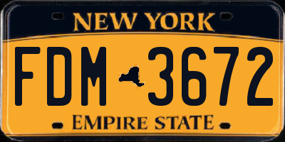 NY license plate FDM3672