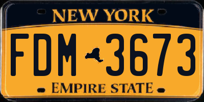 NY license plate FDM3673