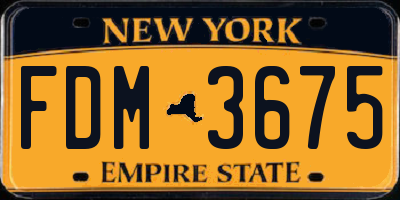 NY license plate FDM3675