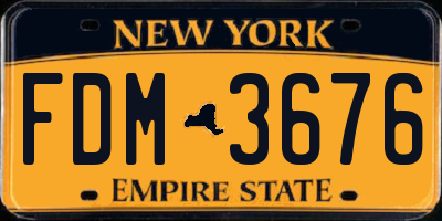 NY license plate FDM3676