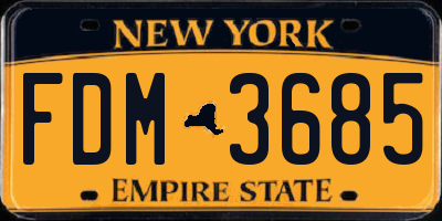 NY license plate FDM3685