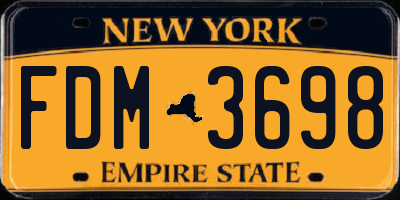 NY license plate FDM3698