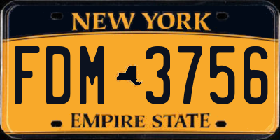 NY license plate FDM3756