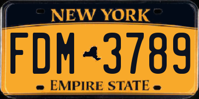 NY license plate FDM3789