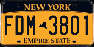 NY license plate FDM3801