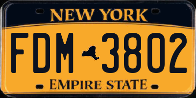 NY license plate FDM3802
